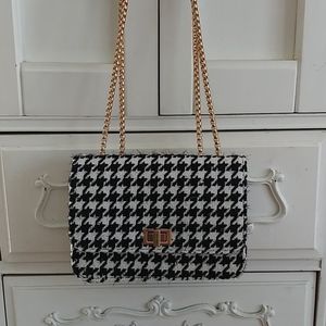 Houndstooth shoulder bag chain strap